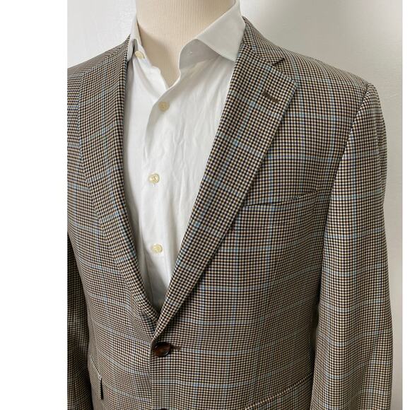 Men Brooks Brothers Madison houndstooth plaid 2-button wool blazer jacket, 41R - Picture 2 of 7